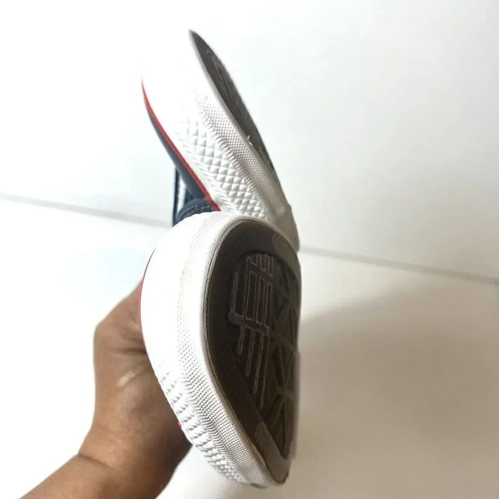 Converse All Star Skate Shoe Men 7 Blue Red Cream Striped Tongue Low Top Lace Up